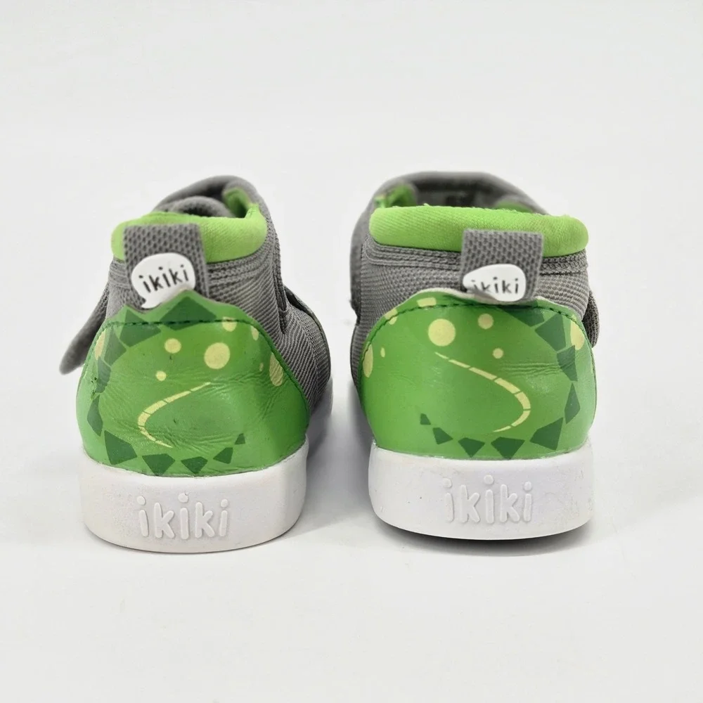 ikiki Oliver the Dragon Squeaky Wide Toe Box Grey Green Toddler Shoes Sneaker 5